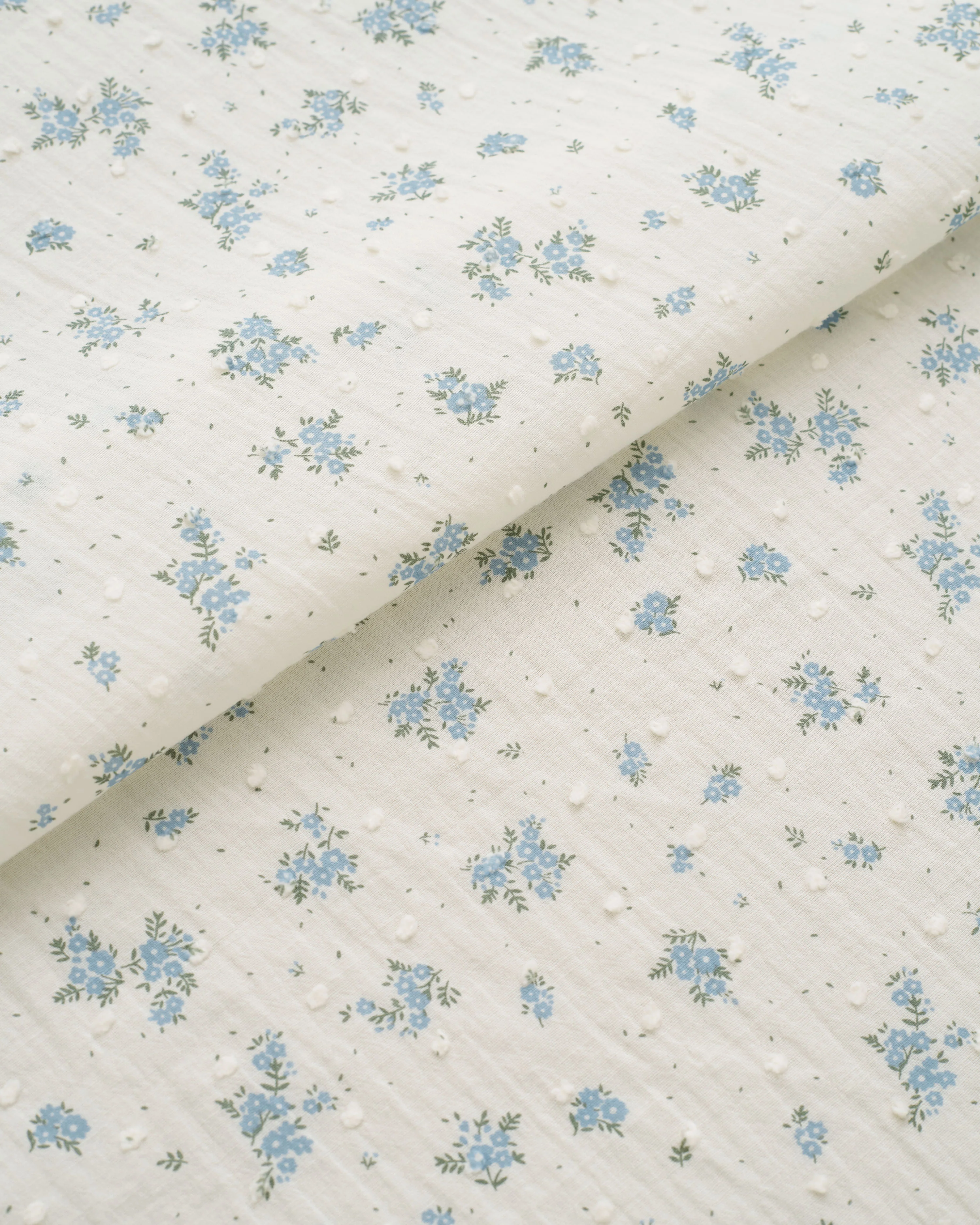 Blue Swiss Dot Blooms Cotton - Image 2