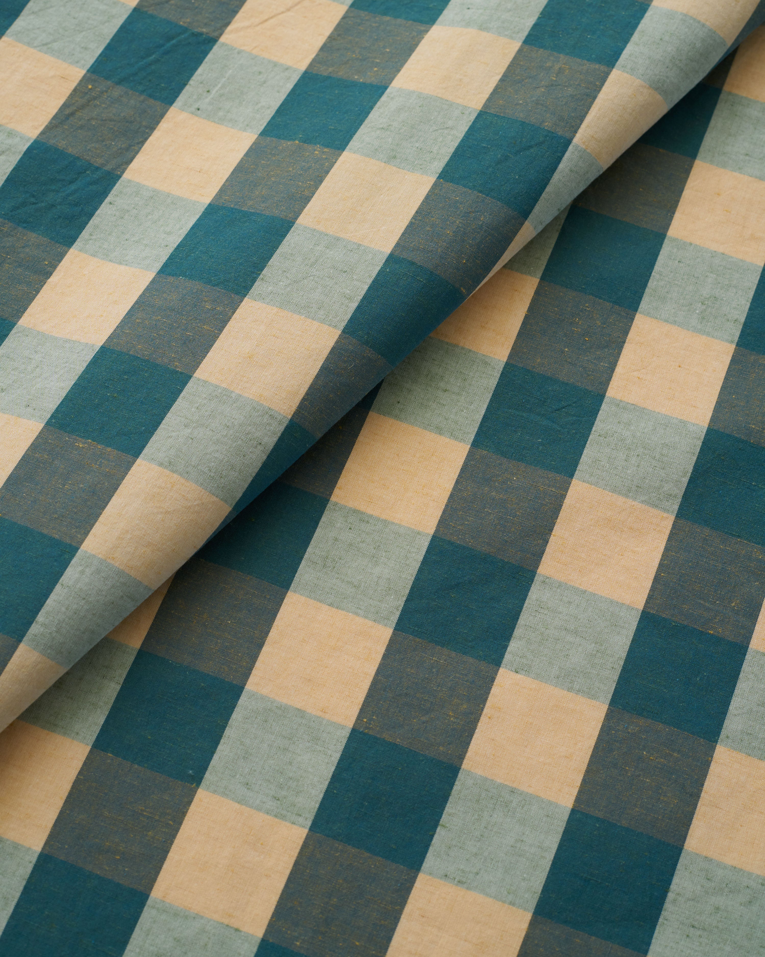 Teal Large Gingham Premium Cotton - Image 3