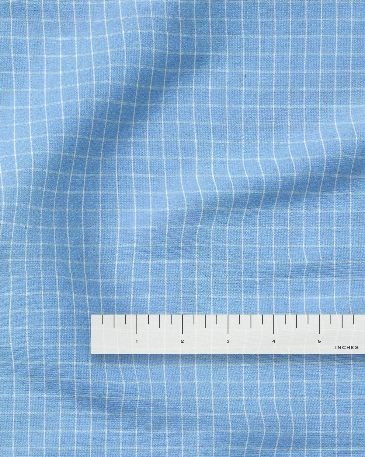 Light Blue Small Grid Cotton Shirting - Image 3