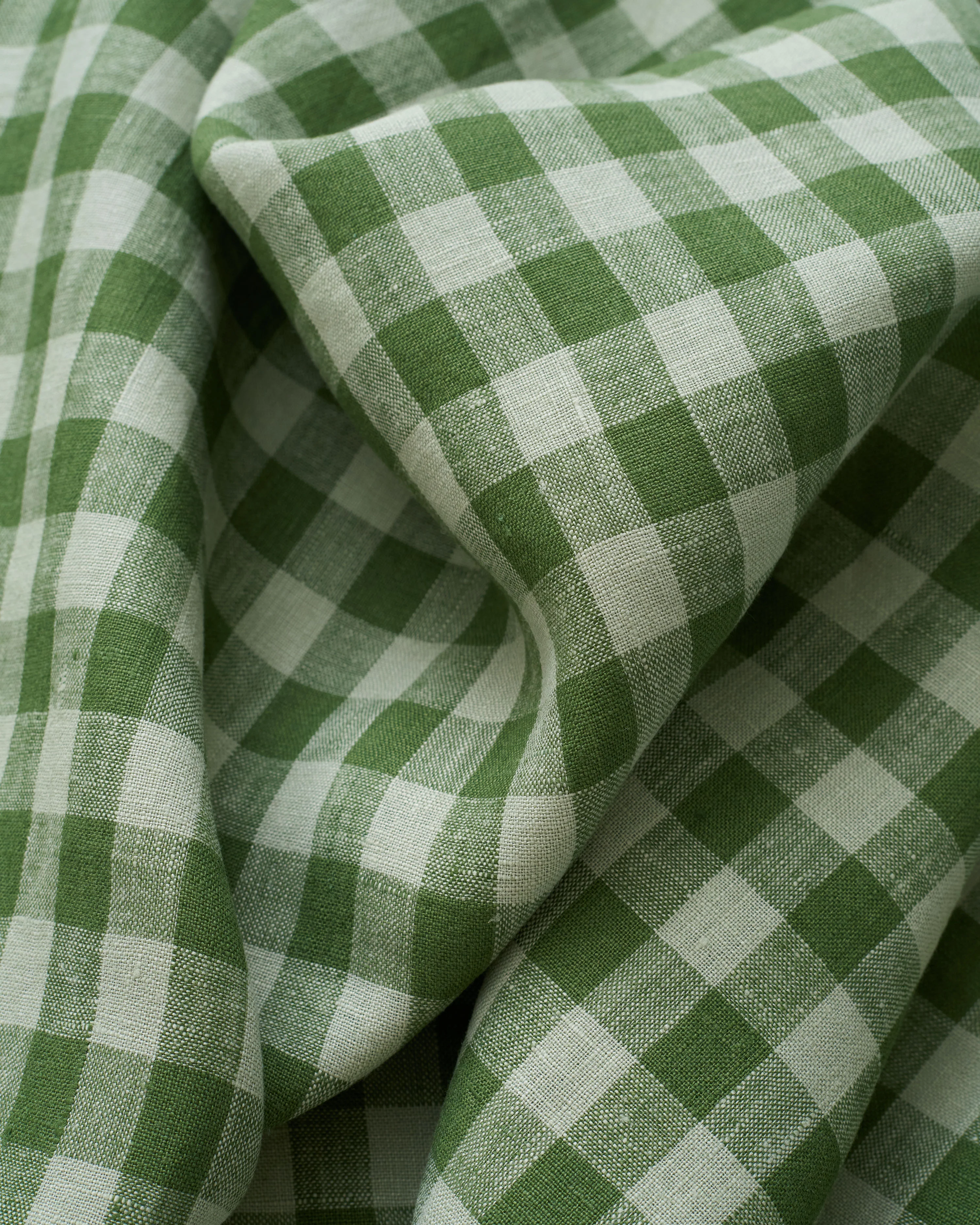 Medium Chive Gingham Washed Linen - Image 2