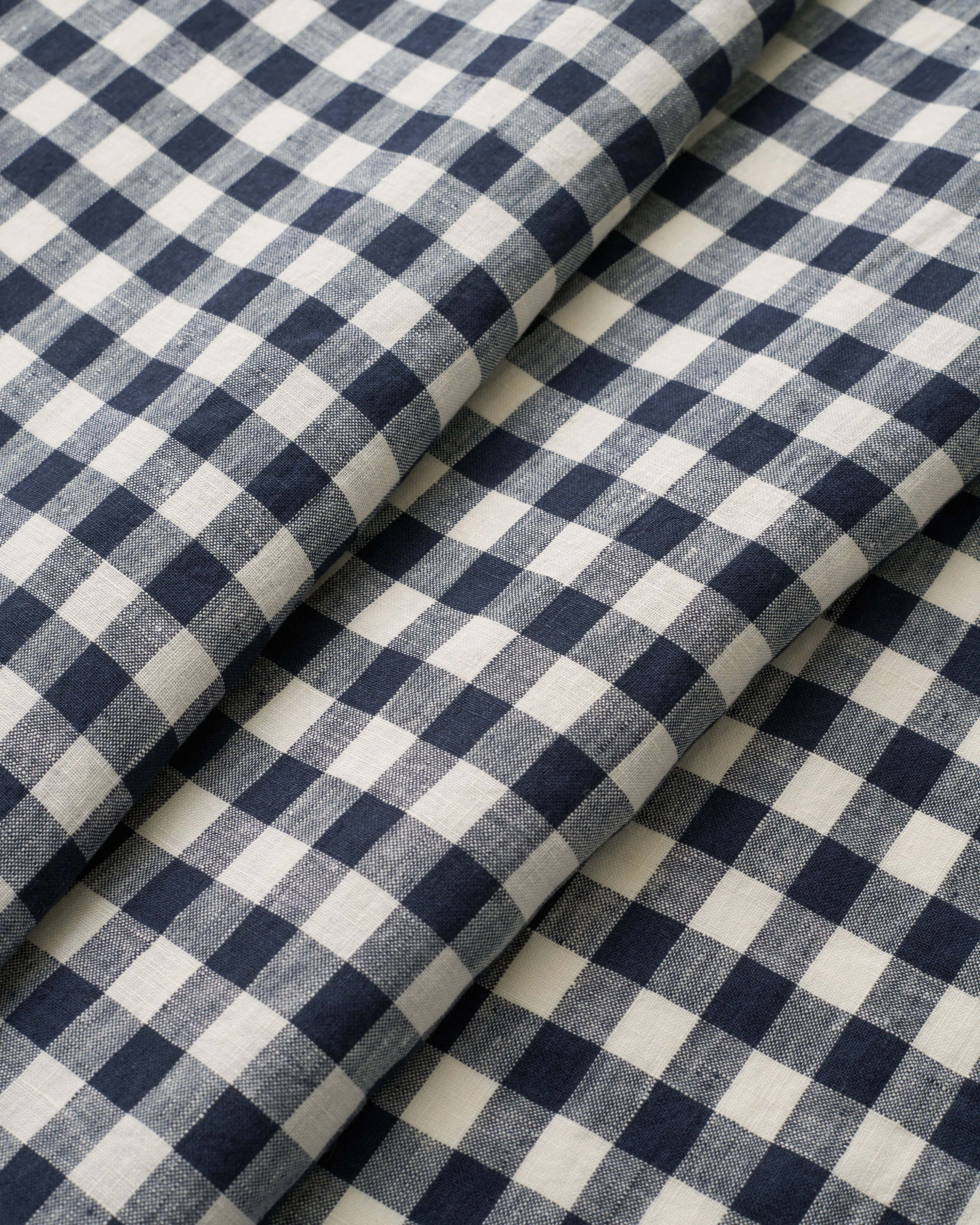 Navy Medium Gingham Washed Linen - Image 2