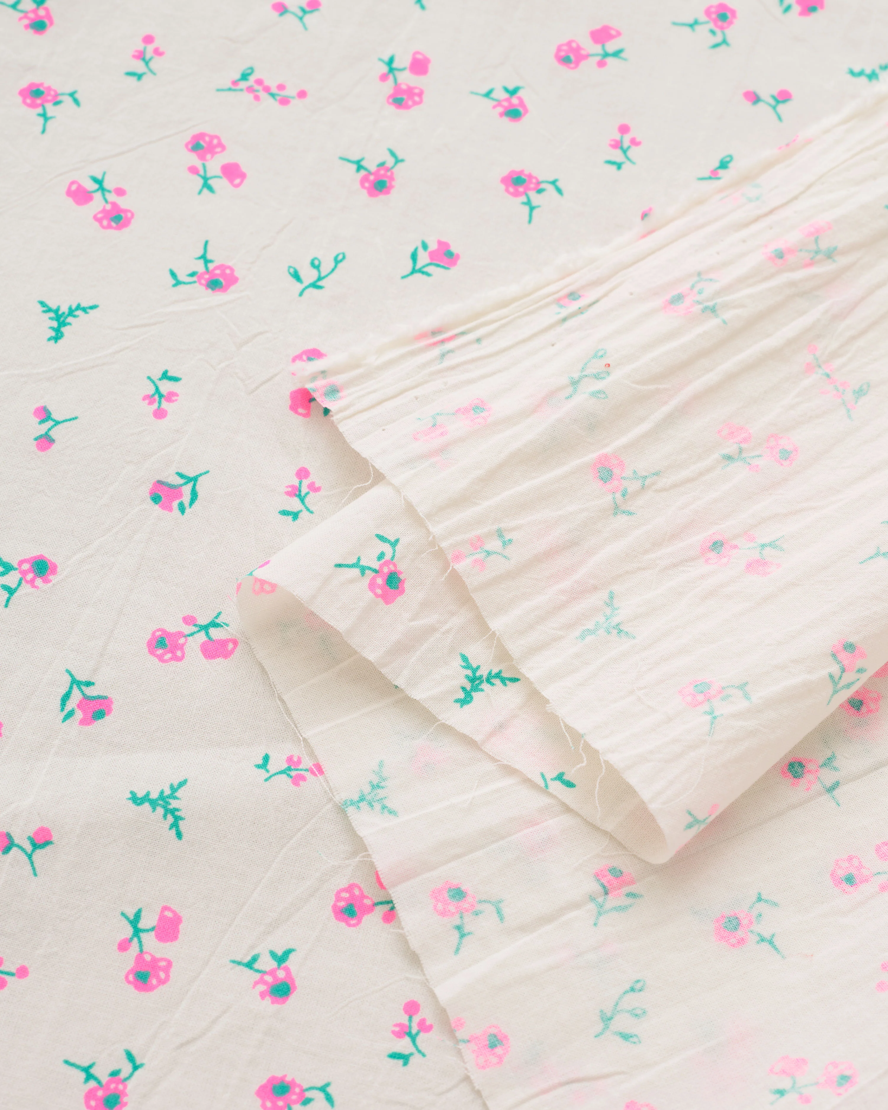 Neon Pink Ditsy Floral Petite Blossom Cotton - Image 3
