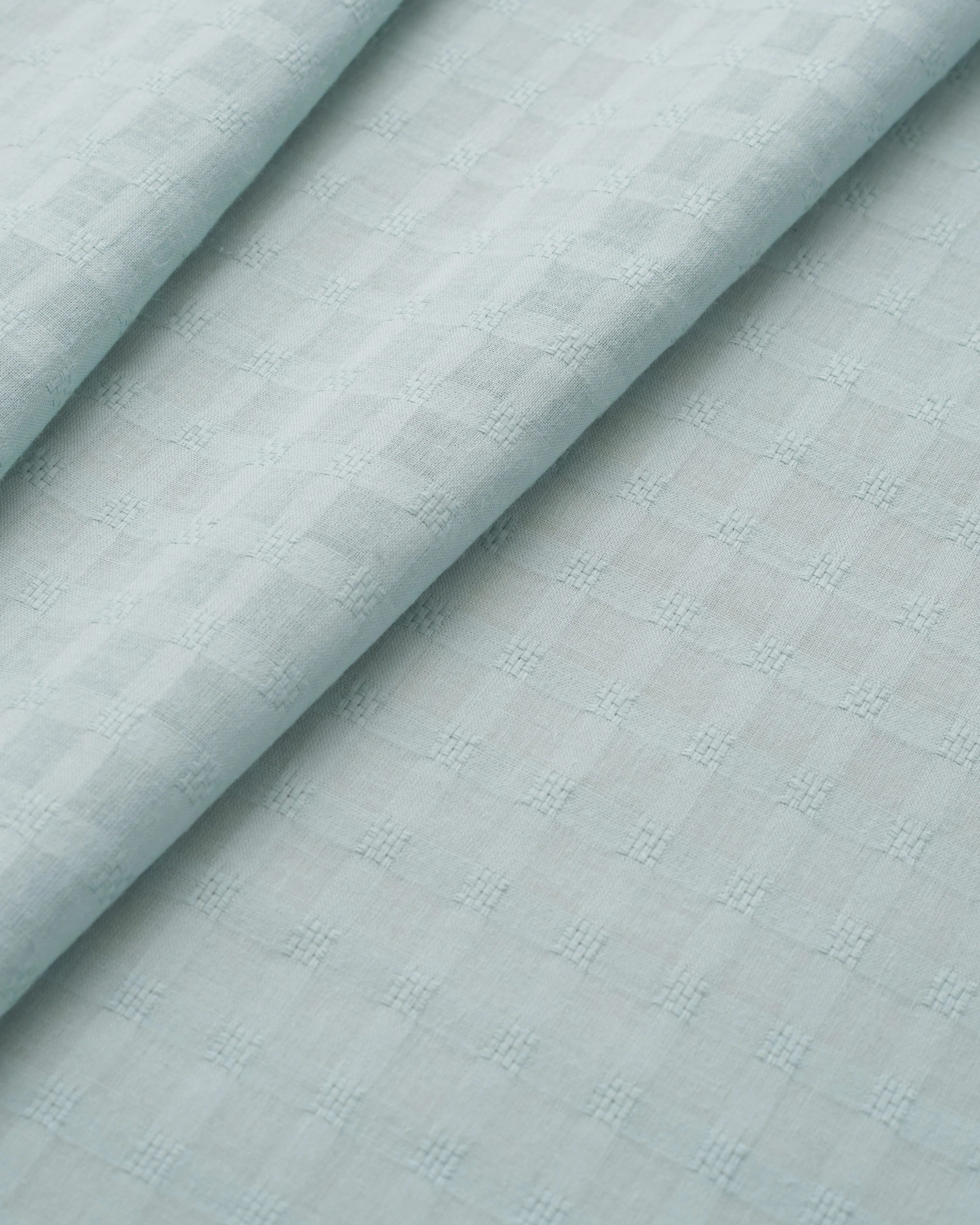 Robin's Egg Grid Check Dobby Cotton - Image 2