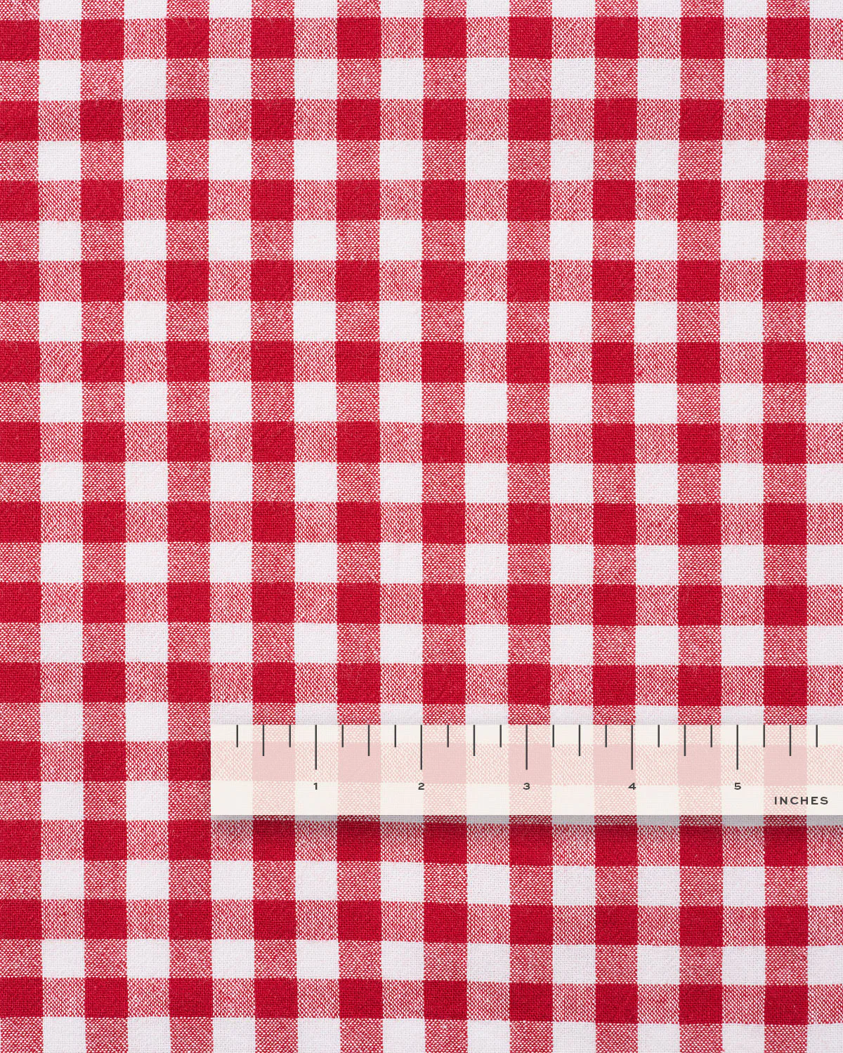 Cherry Red Medium Gingham Cotton - Image 3
